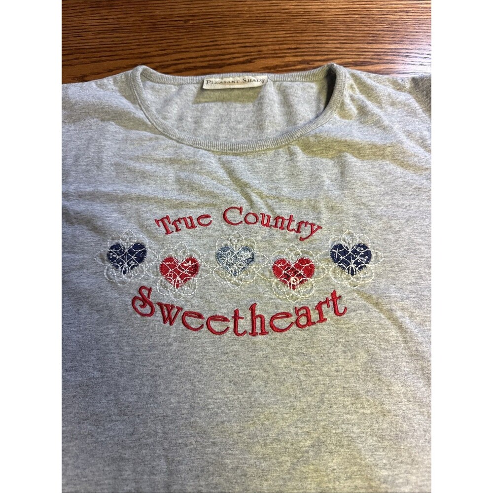 Pleasant Shade Womens XL  Embroidered True Country Sweetheart Patriotic READ
